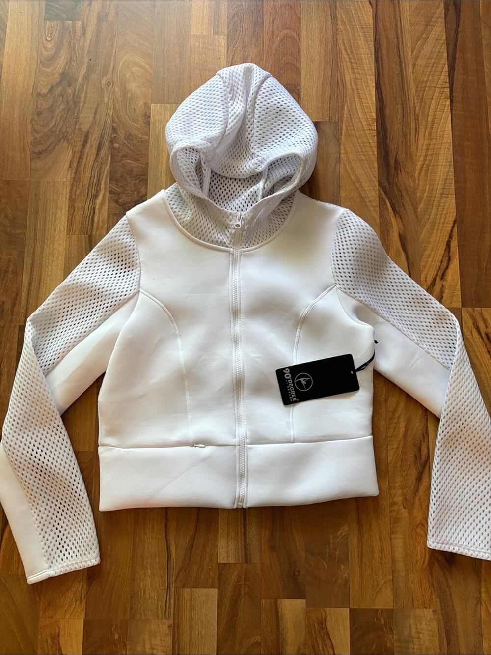 90 Degree By Reflex Women’s White Athletic hoodie Size L NWT